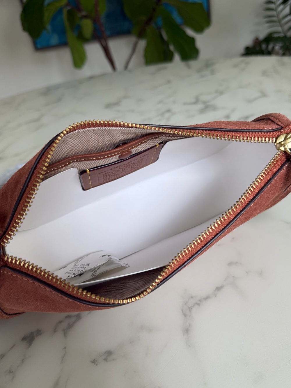 NWT Coach Waverly Bag Brass / Clay Suede Crossbody Shoulder Bag CDD78 - Picture 7 of 14